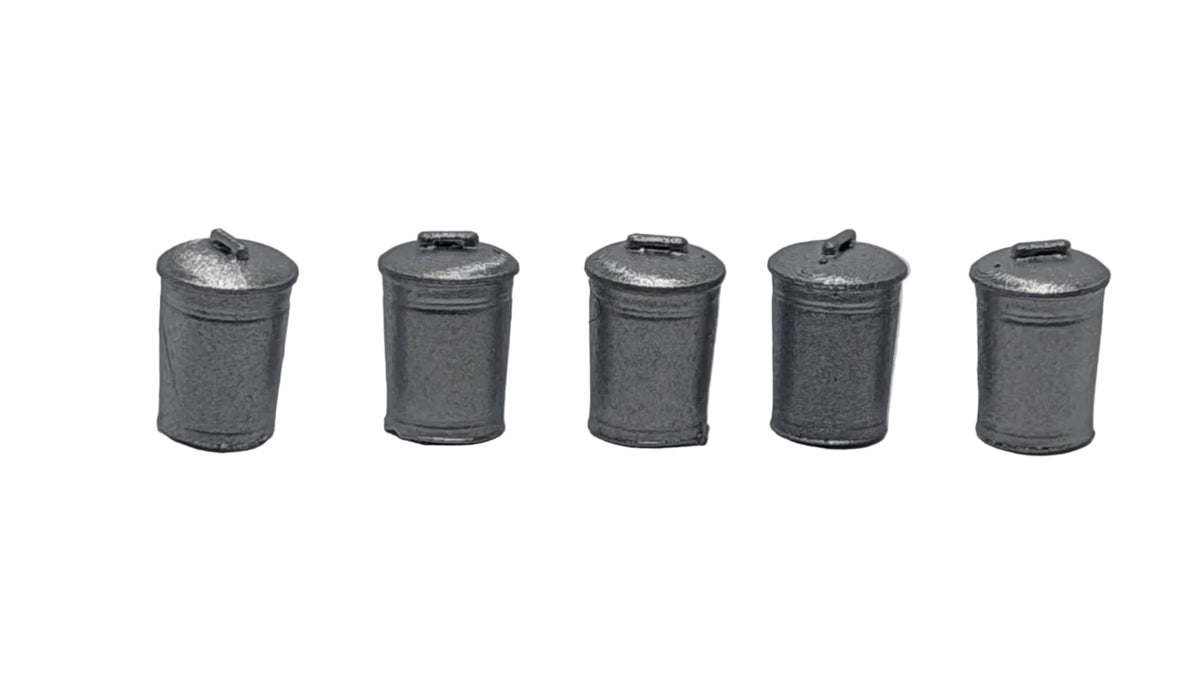Metal Trash Can Bin (Pack of 5) in OO Scale