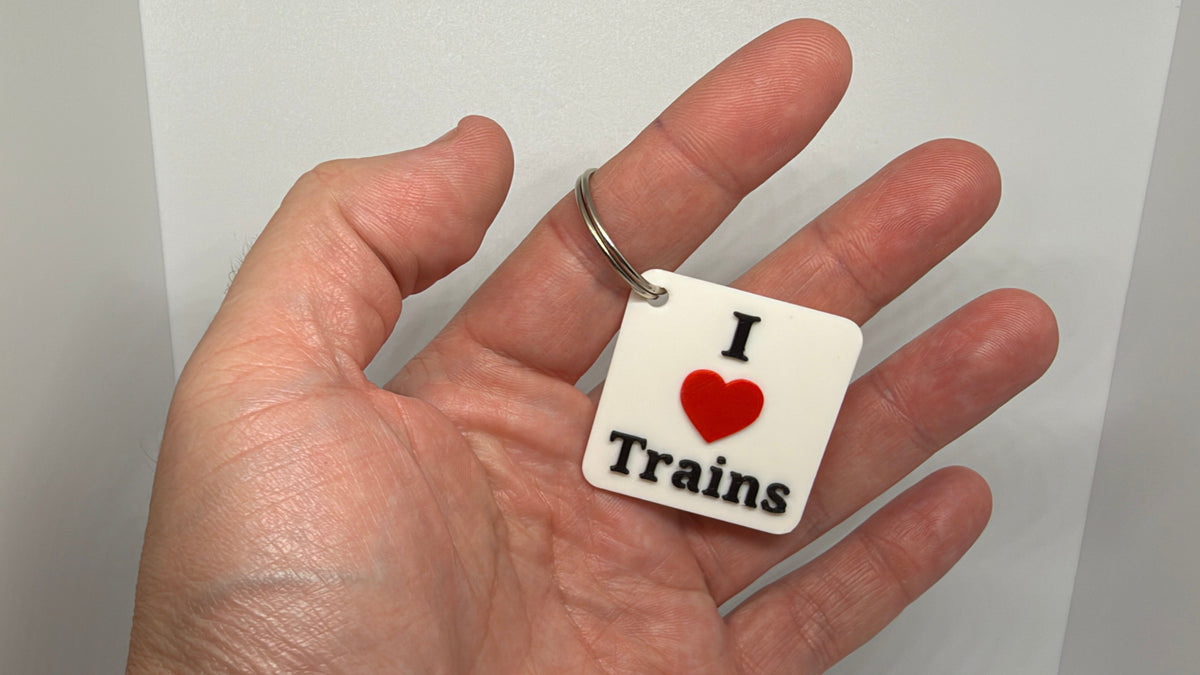 "I ❤️ Trains" Keychain