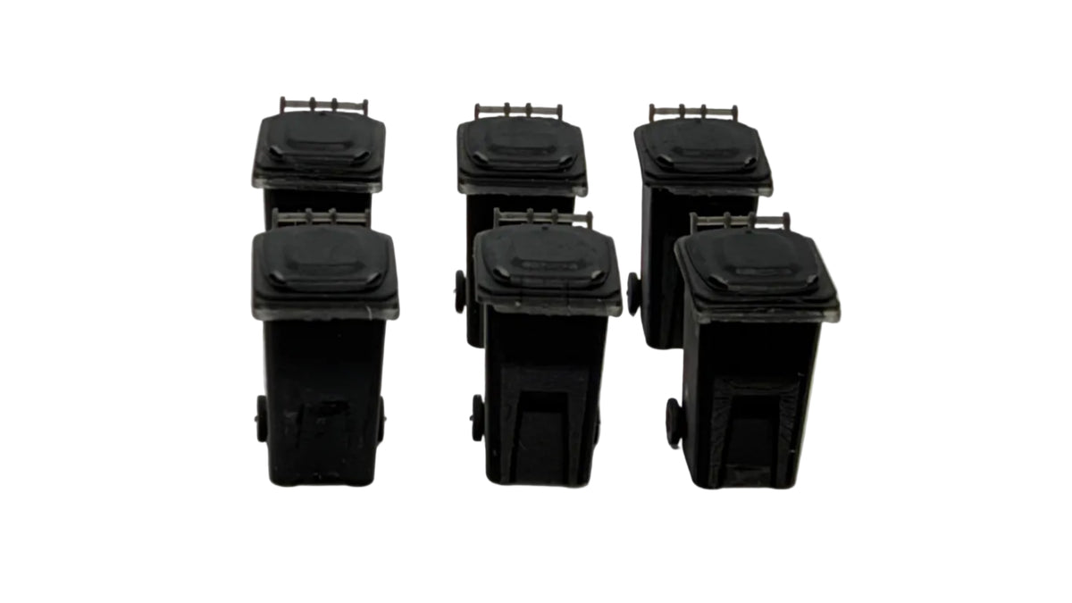 Wheelie Bins (Pack of 6) in OO Scale (Unpainted)